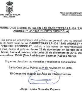 El Cabildo de La Palma repavimenta un nuevo tramo de la carretera LP-104 entre San Andrés y Puerto Espíndola. · foto 1