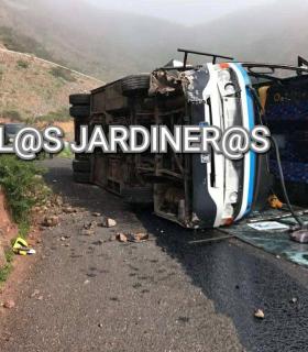 Dos personas heridas después de que el microbus en la que viajaban sufriera un vuelco lateral en la carretera CV-13 en La Gomera · foto 6
