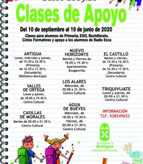 El Ayuntamiento de Antigua ofrece Clases de Apoyo durante todo el curso 2019/20 · foto 1