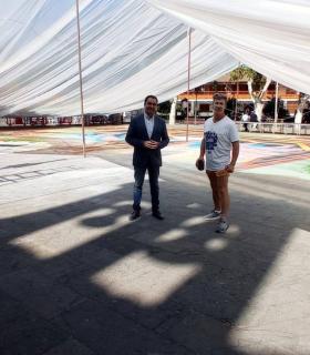 Tacoronte: el tapiz central de la plaza del Cristo presidirá una festividad que hace un homenaje a La Palma y da un mensaje de paz · foto 1