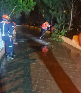 Las lluvias en Telde ocasionan el hundimiento de una calle en La Higuera Canaria, fuertes escorrentías que llegan a las playas y cortes de luz · foto 1